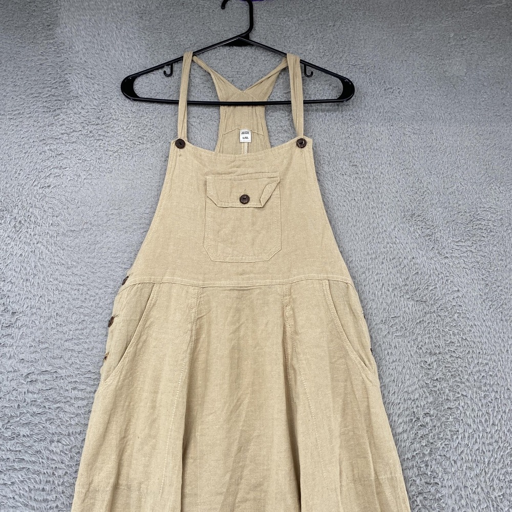 Boho Harem Overalls Jumpsuit Womens L/XL Beige Cotton Drop Crotch Loose Baggy - Picture 4 of 13
